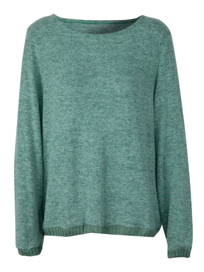 Casual Shift Round Neck Plain Sweater