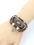 Andynzoe One-size Womens Multi-layers Alloy Artificial Leather Bracelet
