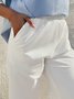 White Cotton Solid Casual Pants