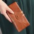 【BFCM】Women Men Genuine Leather Pure Color Vintage Card Holder Multi-slots Long Wallet Purse