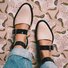 Andynzoe 2019 Fashion Trends Low Heel Color block Buckle Flats