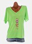 Casual Summer Multicolor V Neck Short Sleeve T-shirt Top