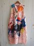V Neck Women Weaving Dress Daily Floral-Print Abstract Weaving Dress