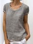 Andynzoe Summer Short Sleeve Round Neck Casual Cotton T-shirt