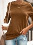 Round Neck Long Sleeve Casual Cotton-Blend Shirts & Tops