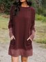 Cotton-Blend Long Sleeve Casual Knitting Dress
