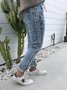 Women Pockets Drawstring Casual Jeans