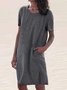Linen Casual Short Sleeve Weaving Dress