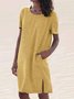 Linen Casual Short Sleeve Weaving Dress