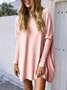 Casual Long Sleeve Crew Neck Solid Plus Size Knitted Sweater