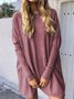 Casual Long Sleeve Crew Neck Solid Plus Size Knitted Sweater2