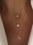 Star  Moon Love Shape Casual Alloy Necklace
