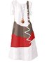 Color-block Graffiti Printed Casual Short Sleeve Midi Dress