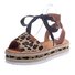 Leopard Platform Lace-Up Pu Summer Sandals