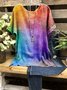 Multicolor Simple Short Sleeve Round Neck T-shirt