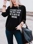 Casual western style loose letter print pattern 3/4 sleeve round neck T-shirt