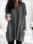 Casual V neck Pockets Long Sleeve Solid Cotton Tops