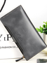Women Oil Leather Ultrathin Wallet Bright PU Leather Phone Purse Wallet