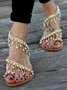 Andynzoe Imitation Pearls Casual Bohemia Slip-On Sandals