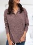 Long Sleeve Plain V Neck Casual Sweater