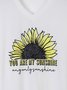 Summer simple casual sunflower print T-shirt