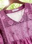 Women Half Sleeve V-Neck Vintage Floral Casual Midi Dress
