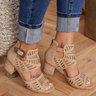 Artificial Leather Chunky Heel Adjustable Buckle Sandals Casual Shoes