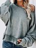 Solid Long Sleeve Cotton-Blend Top